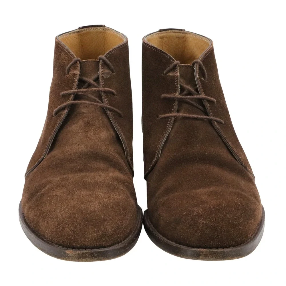 Ermenegildo Zegna Brown Suede Chukka Desert Boots Made in Italy Size IT 7 US 8